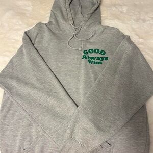 H&M Grey Hoodie with Green 'GOOD Always Wins' Print